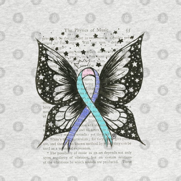 Thyroid Cancer Ribbon w/ wings- color design by Polkadotdreamer